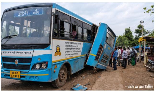 एटापल्ली जवळ मागणीधावत्या एसटीचा मागील भाग तुटून पडला; गडचिरोलीतील प्रवाशांच्या जीवाशी सुरू आहे धोकादायक खेळ.!